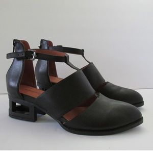 Jeffrey Campbell Melina Black Leather Cutout Ankle Boots